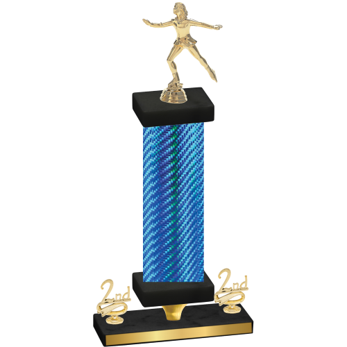 Premium Single Blue Carbon Fiber Second Place Skater Trophy