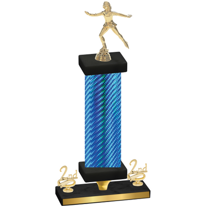 Premium Single Blue Carbon Fiber Second Place Skater Trophy