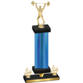 Premium Single Blue Carbon Fiber Fourth Place Weights Trophy