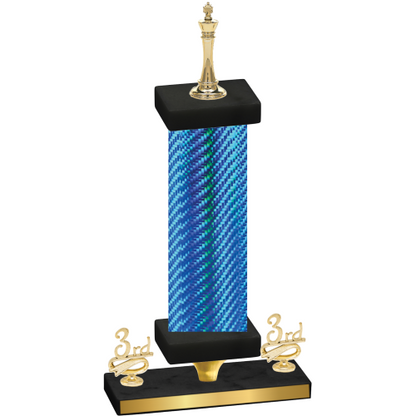 Premium Single Blue Carbon Fiber Third Place Chess Trophy