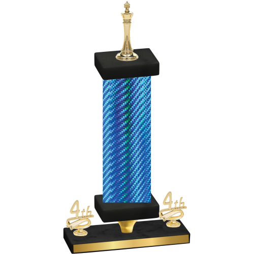 Premium Single Blue Carbon Fiber Fourth Place Chess Trophy