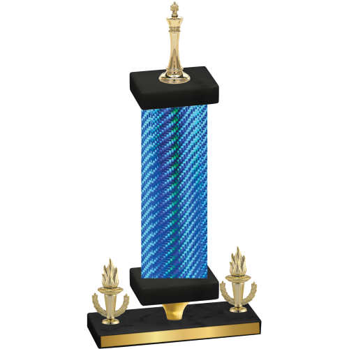 Premium Single Blue Carbon Fiber Victory Chess Trophy
