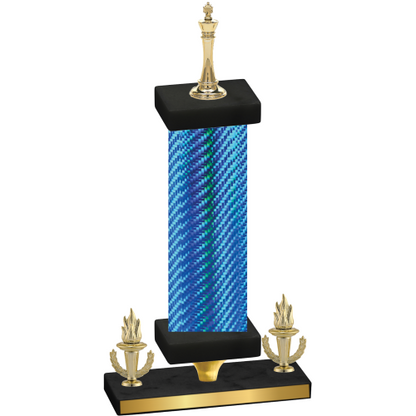Premium Single Blue Carbon Fiber Victory Chess Trophy