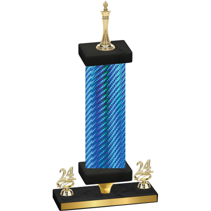 Premium Single Blue Carbon Fiber Year Chess Trophy