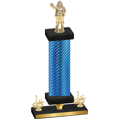 Premium Single Blue Carbon Fiber First Place Holiday Trophy