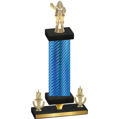 Premium Single Blue Carbon Fiber Victory Holiday Trophy
