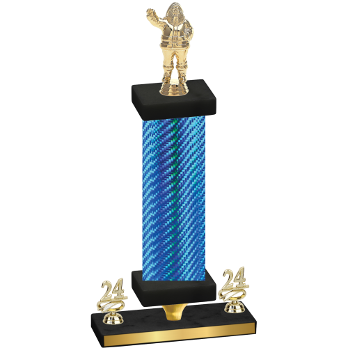 Premium Single Blue Carbon Fiber Year Holiday Trophy