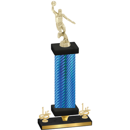 Premium Single Blue Carbon Fiber First Place Basketball Trophy