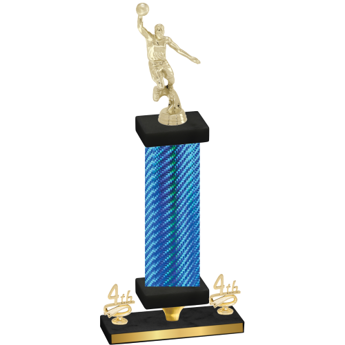 Premium Single Blue Carbon Fiber Fourth Place Basketball Trophy