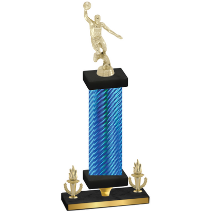Premium Single Blue Carbon Fiber Victory Basketball Trophy