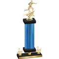 Premium Single Blue Carbon Fiber Second Place Flag Football Trophy