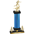 Premium Single Blue Carbon Fiber Victory Flag Football Trophy