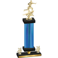 Premium Single Blue Carbon Fiber Year Flag Football Trophy