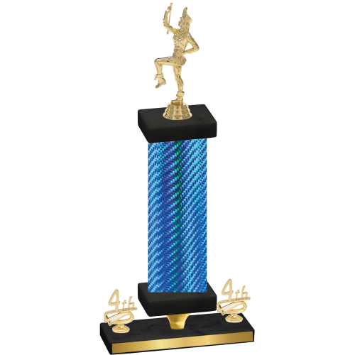 Premium Single Blue Carbon Fiber Fourth Place Majorette Trophy