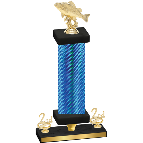 Premium Single Blue Carbon Fiber Second Place Fishing Trophy