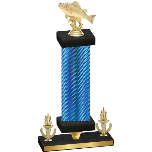 Premium Single Blue Carbon Fiber Victory Fishing Trophy