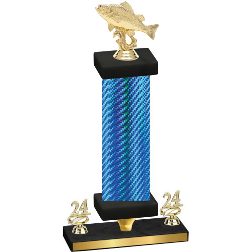 Premium Single Blue Carbon Fiber Year Fishing Trophy