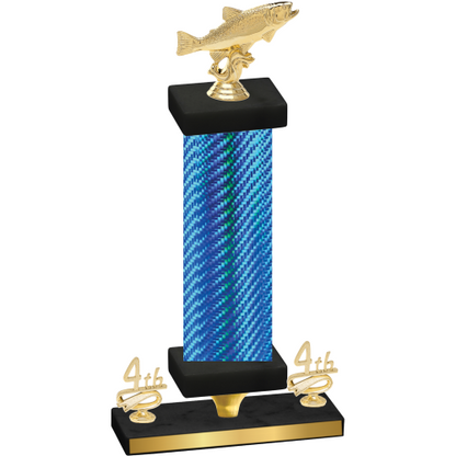Premium Single Blue Carbon Fiber Fourth Place Fishing Trophy