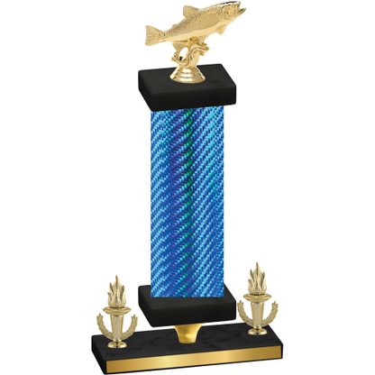 Premium Single Blue Carbon Fiber Victory Fishing Trophy
