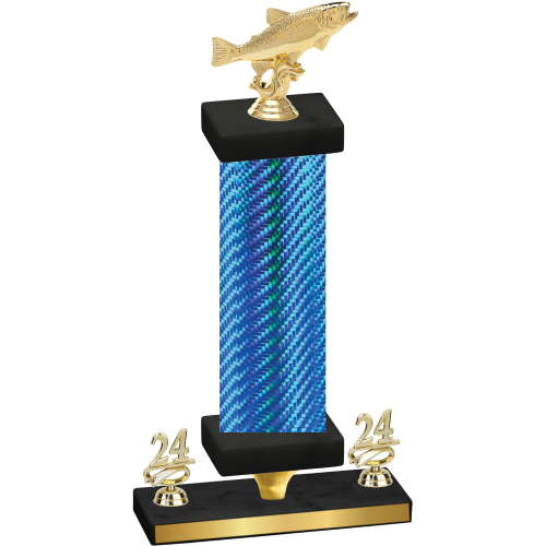 Premium Single Blue Carbon Fiber Year Fishing Trophy