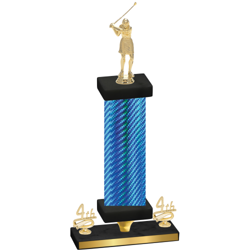 Premium Single Blue Carbon Fiber Fourth Place Golf Trophy