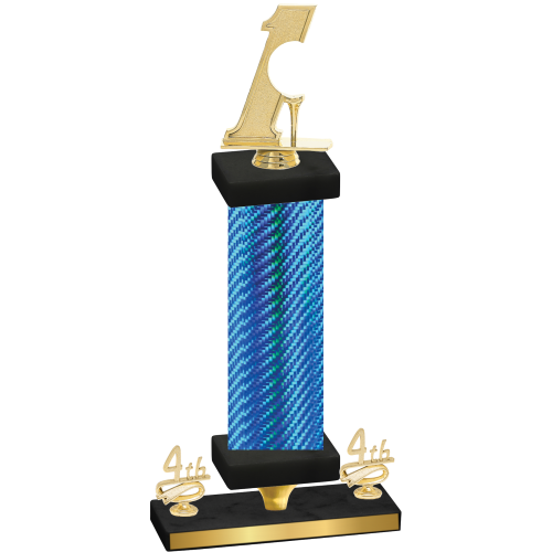 Premium Single Blue Carbon Fiber Fourth Place Golf Trophy