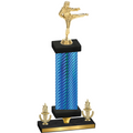 Premium Single Blue Carbon Fiber Victory Karate Trophy