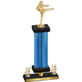 Premium Single Blue Carbon Fiber Year Karate Trophy