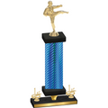 Premium Single Blue Carbon Fiber First Place Karate Trophy