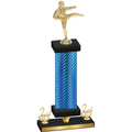 Premium Single Blue Carbon Fiber Second Place Karate Trophy