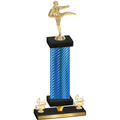 Premium Single Blue Carbon Fiber Fourth Place Karate Trophy