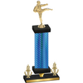 Premium Single Blue Carbon Fiber Victory Karate Trophy