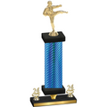 Premium Single Blue Carbon Fiber Year Karate Trophy