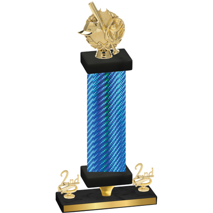 Premium Single Blue Carbon Fiber Second Place Baseball Trophy