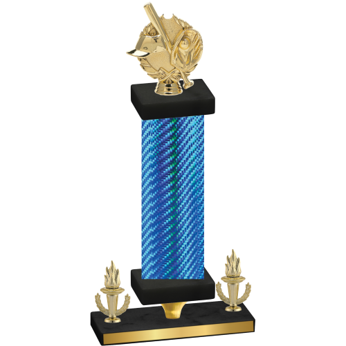 Premium Single Blue Carbon Fiber Victory Baseball Trophy