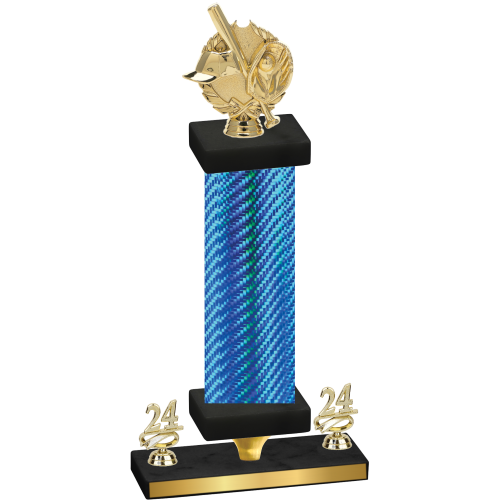 Premium Single Blue Carbon Fiber Year Baseball Trophy