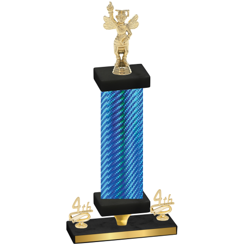 Premium Single Blue Carbon Fiber Fourth Place Academics Trophy