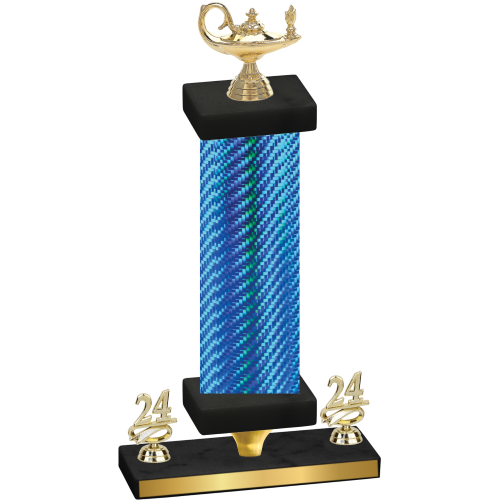 Premium Single Blue Carbon Fiber Year Academics Trophy