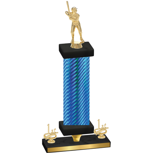 Premium Single Blue Carbon Fiber First Place Baseball Trophy
