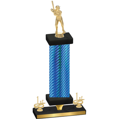 Premium Single Blue Carbon Fiber First Place Baseball Trophy