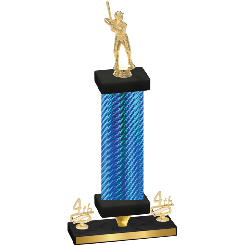 Premium Single Blue Carbon Fiber Fourth Place Baseball Trophy