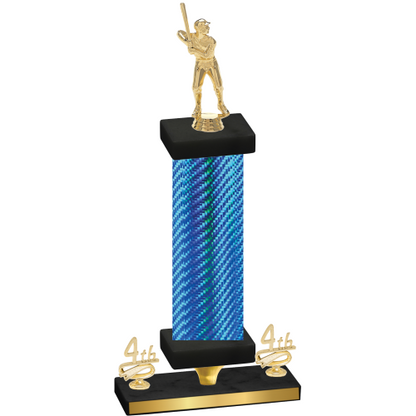 Premium Single Blue Carbon Fiber Fourth Place Baseball Trophy