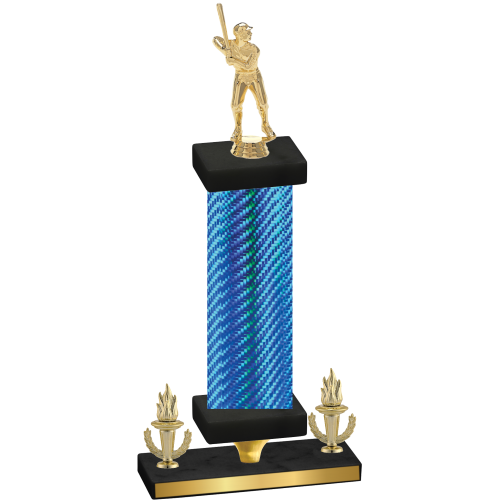 Premium Single Blue Carbon Fiber Victory Baseball Trophy