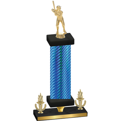 Premium Single Blue Carbon Fiber Victory Baseball Trophy