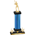 Premium Single Blue Carbon Fiber Third Place Softball Trophy