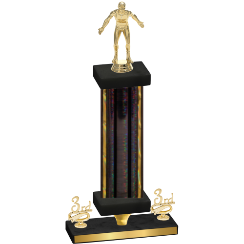 Premium Single Black Glacier Third Place Wrestling Trophy