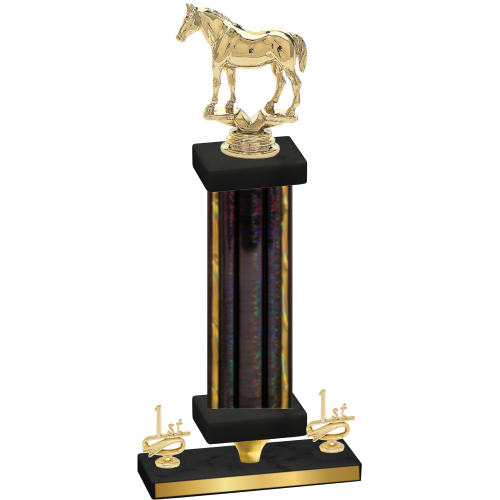 Premium Single Black Glacier First Place Horses Trophy