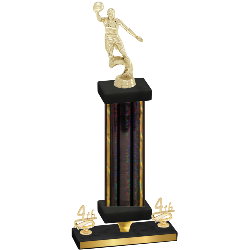 Premium Single Black Glacier Fourth Place Basketball Trophy
