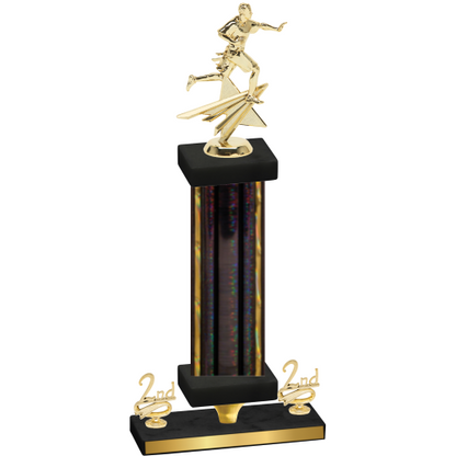 Premium Single Black Glacier Second Place Flag Football Trophy