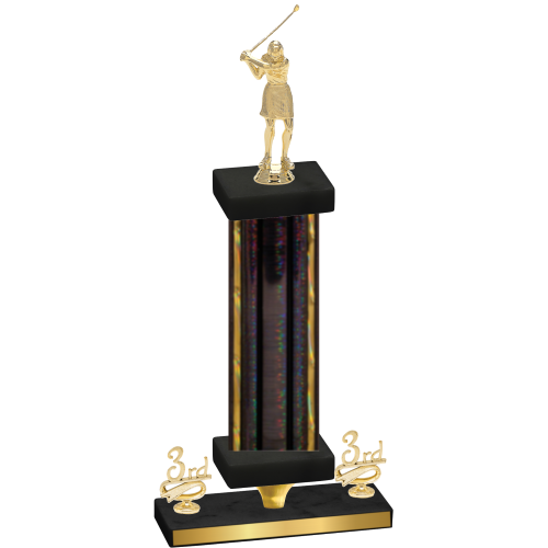 Premium Single Black Glacier Third Place Golf Trophy